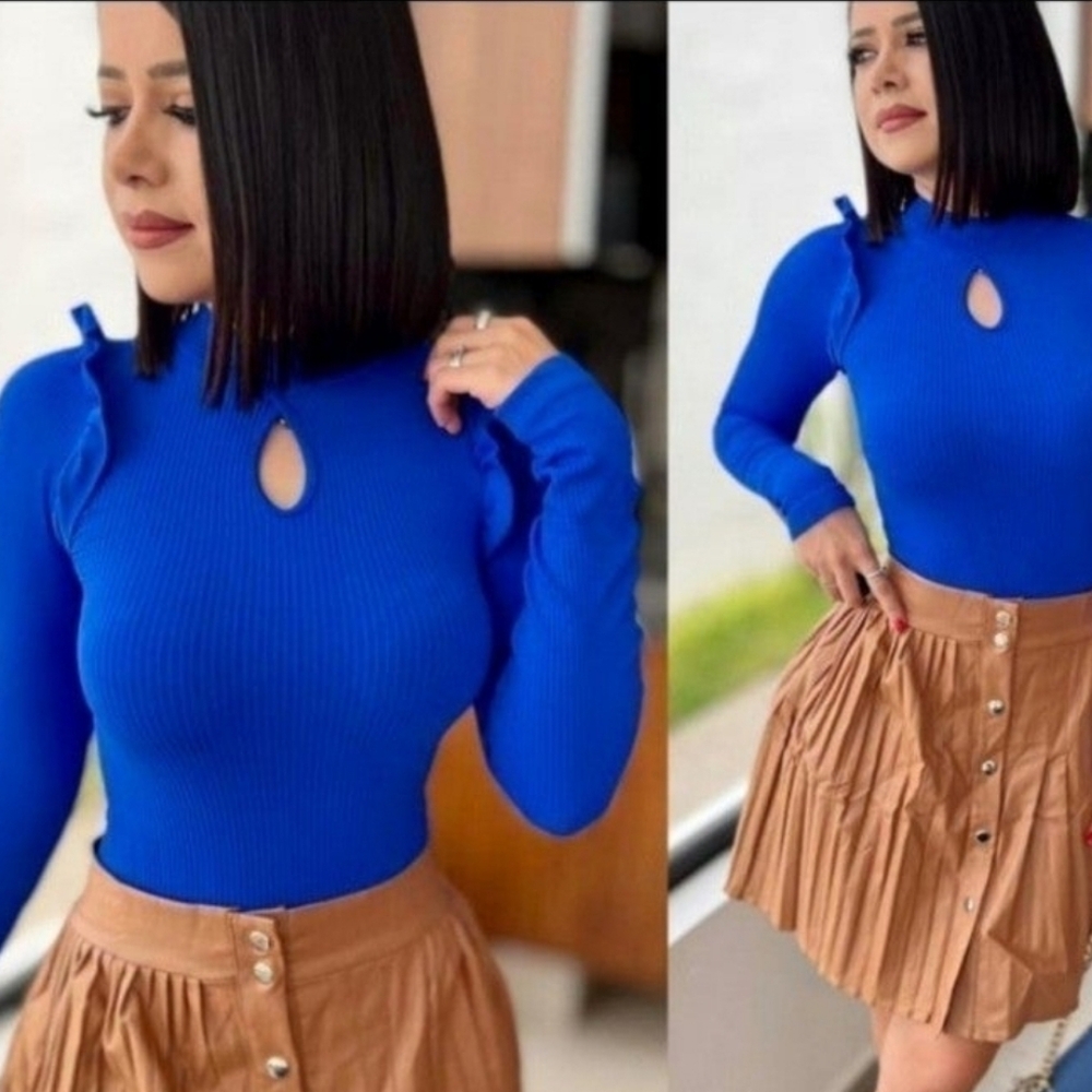 Set Of Ribbed Long Sleeve Cut-Out